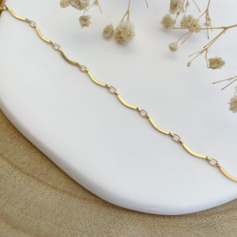 collier chaîne vague à mailles ondulées - plaqué or
