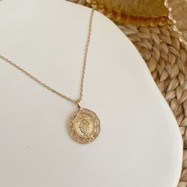 Collier & médaille Vierge Marie - Sautoir plaqué or