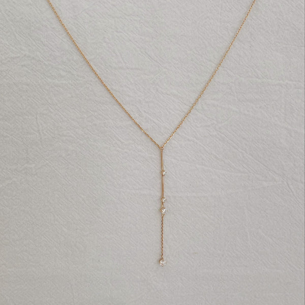 collier cravate Livia - plaqué or & zirconiums