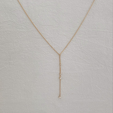 collier cravate Livia - plaqué or & zirconiums