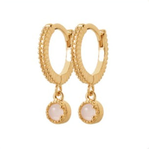 boucles d'oreilles mini créoles avec quartz rose