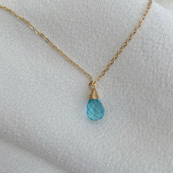 collier chaîne & goutte topaz- plaqué or