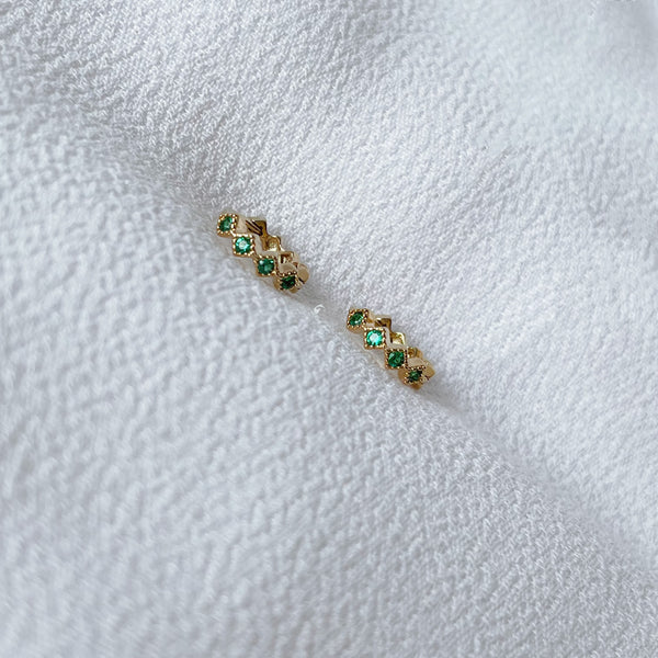 boucles d'oreilles créoles zircons vertes