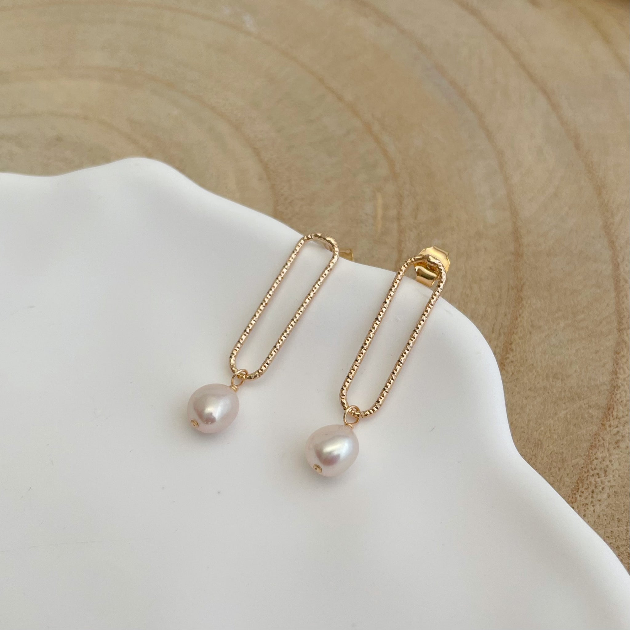 boucles d'oreilles & perles d’eau douce - plaqué or