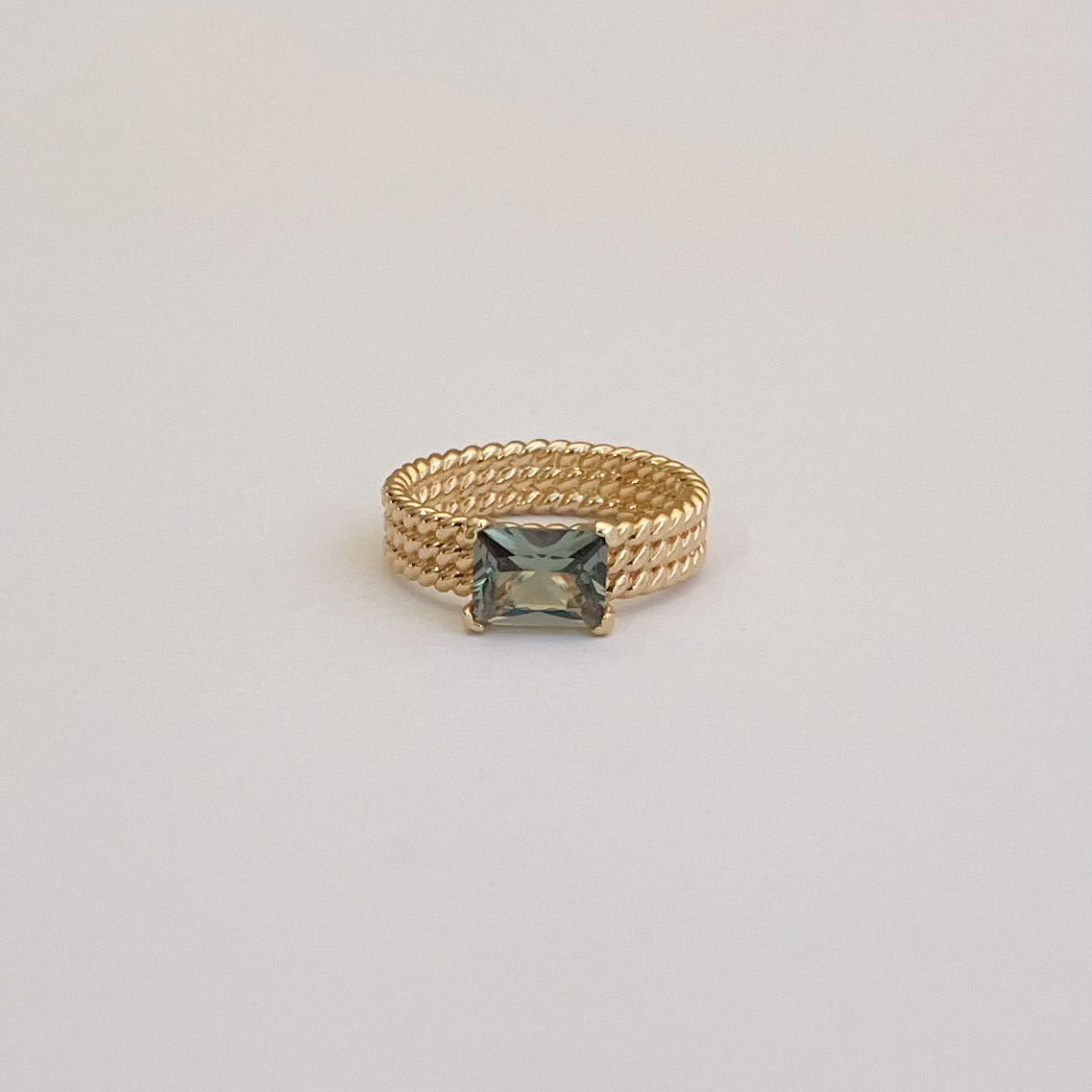 bague Agnès verte - plaqué or