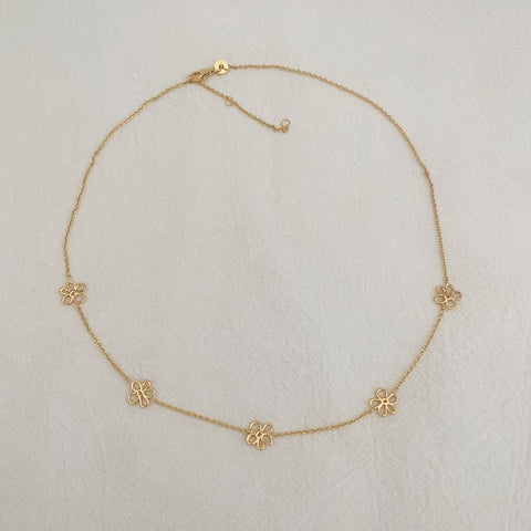 collier fleurs - plaqué or
