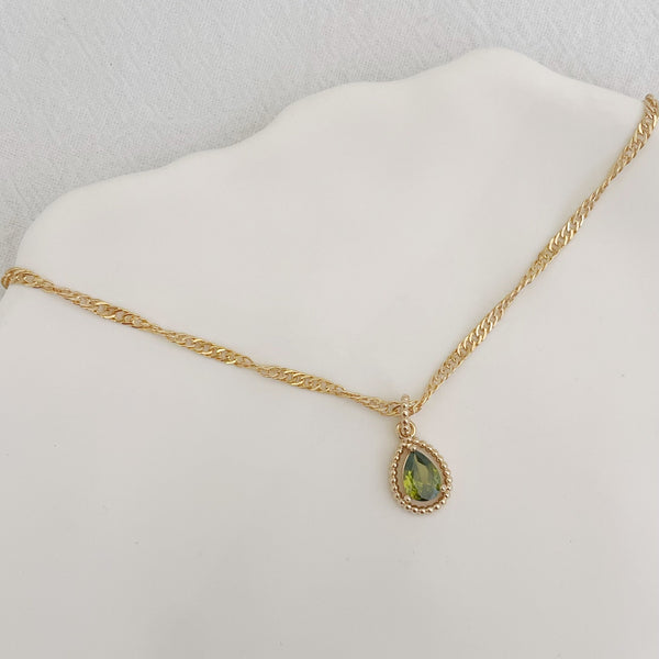 Collier Astrid vert - plaqué or & pendentif