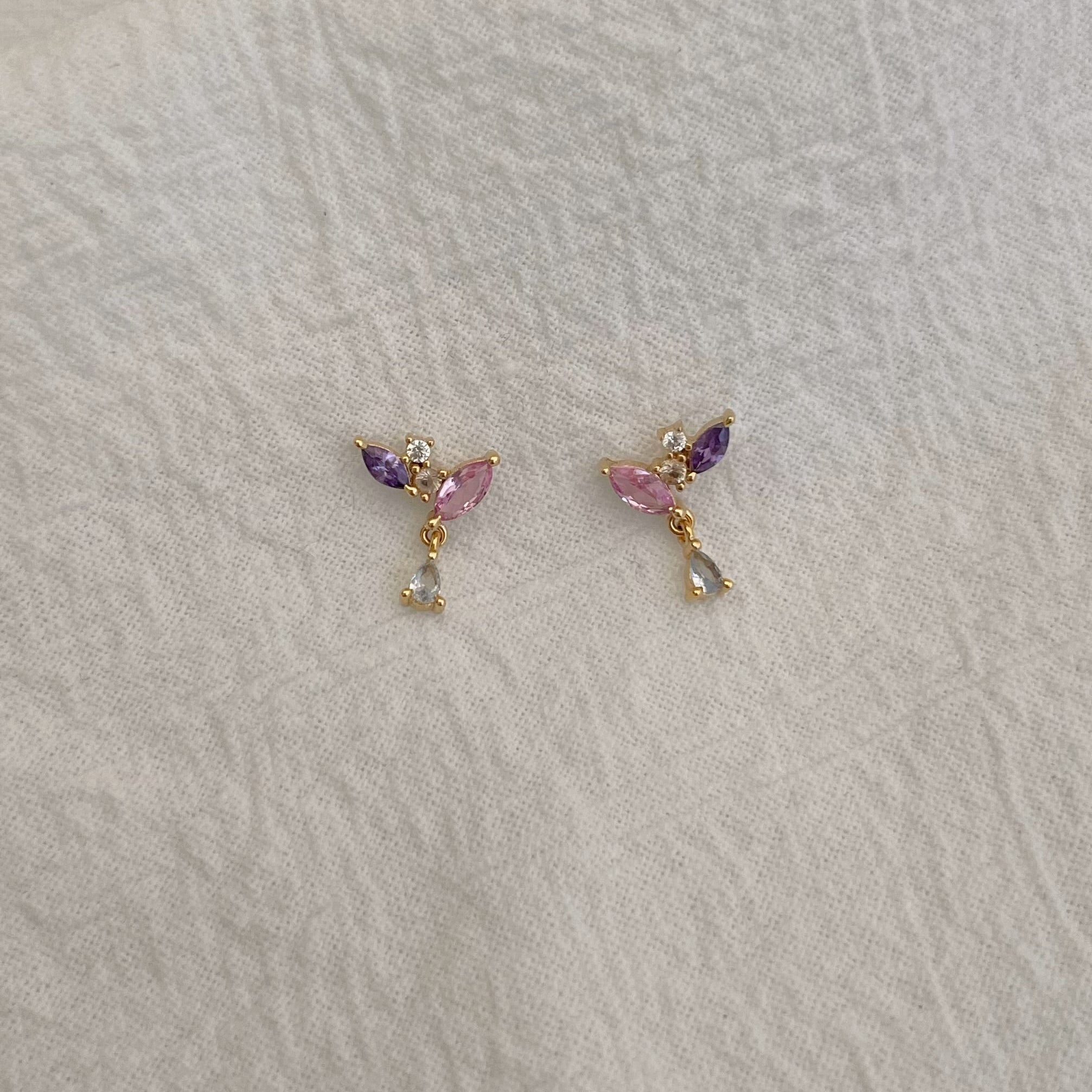 Boucles d’oreilles Louisa rose - plaqué or