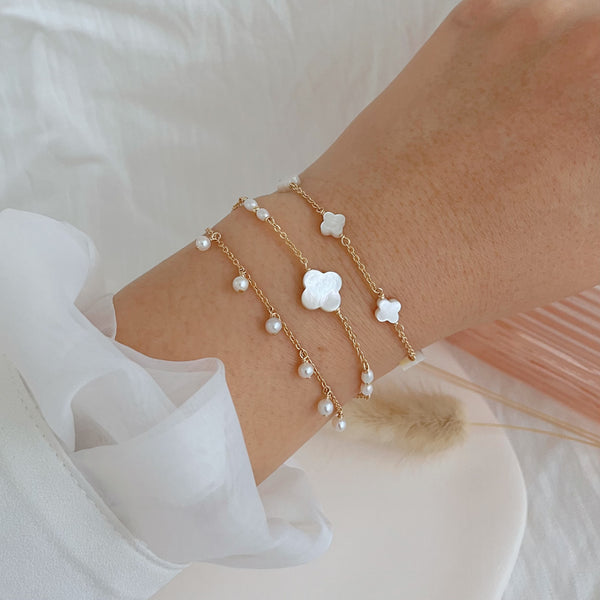 bracelet trèfle nacre blanche
