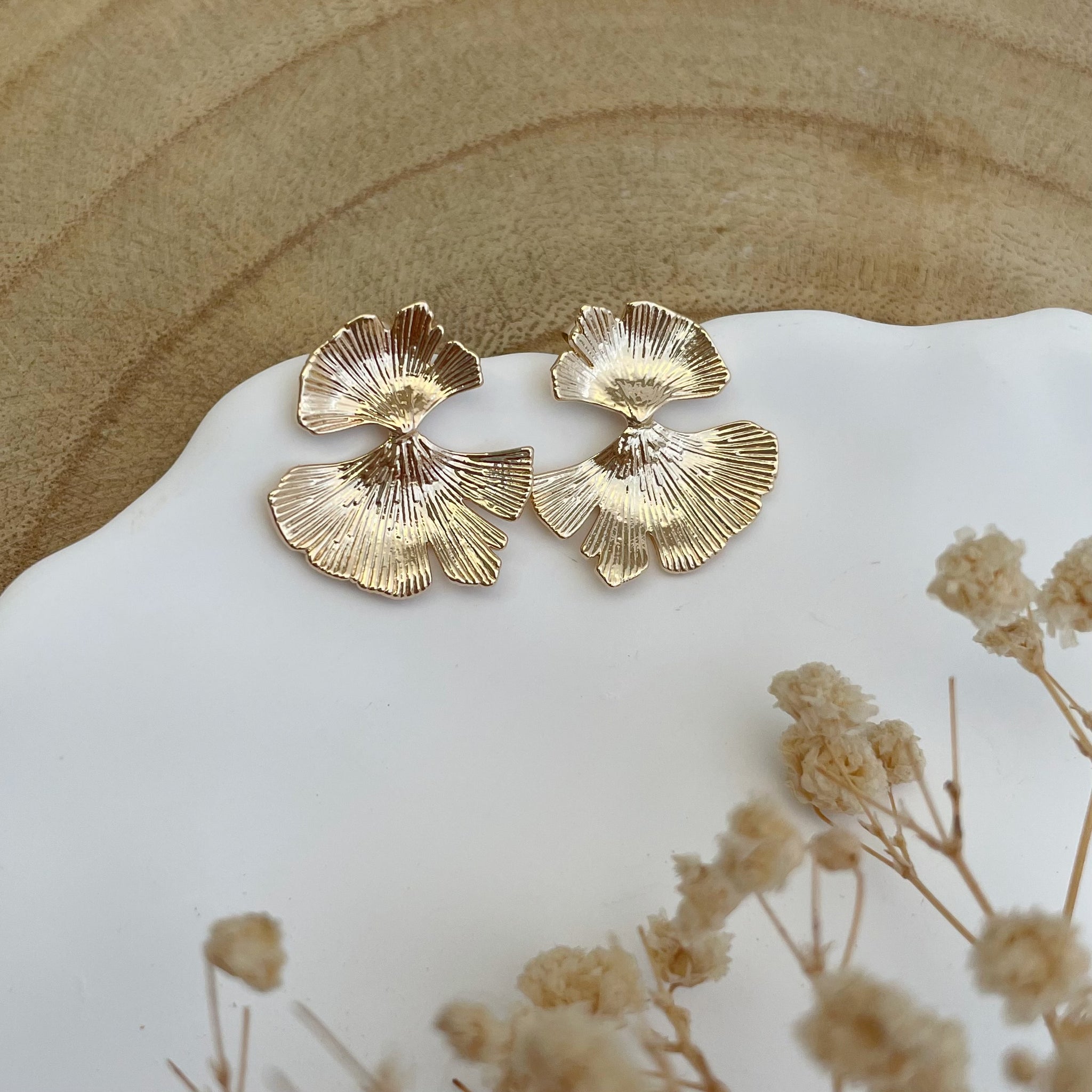 boucles d'oreilles feuillage - plaqué or