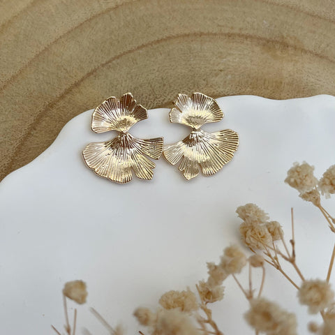 boucles d'oreilles feuillage - plaqué or