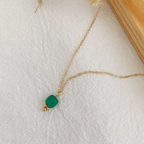 collier Célestine agate verte - plaqué or