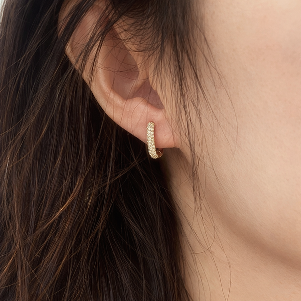 boucles d'oreilles rectangle strass de zirconium - plaqué or