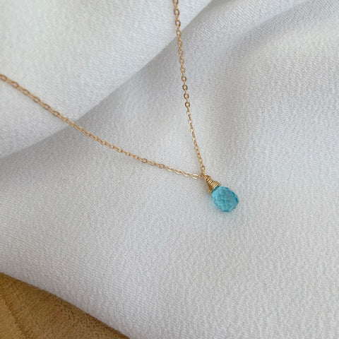 collier chaîne & goutte topaz- plaqué or