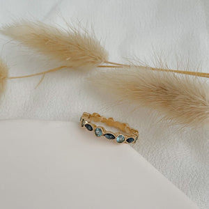 bague zirconiums bleus sertis - plaqué or