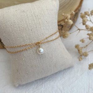bracelet double & perles de culture - plaqué or