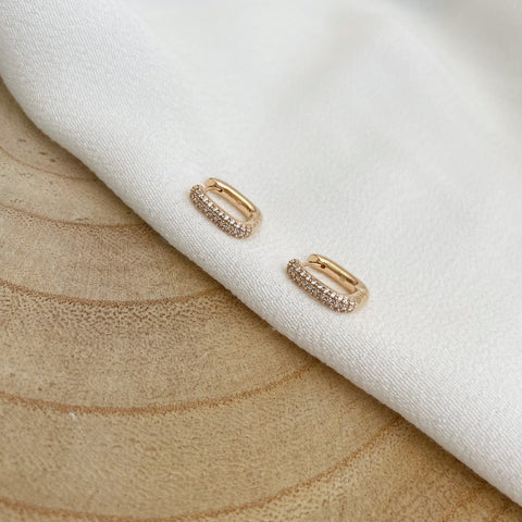 boucles d'oreilles double rectangle strass de zirconium - plaqué or