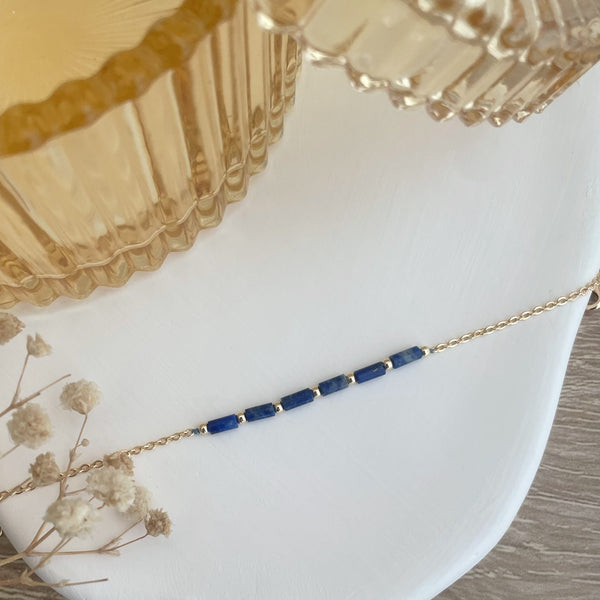 Bracelet Claudia bleu- plaqué or