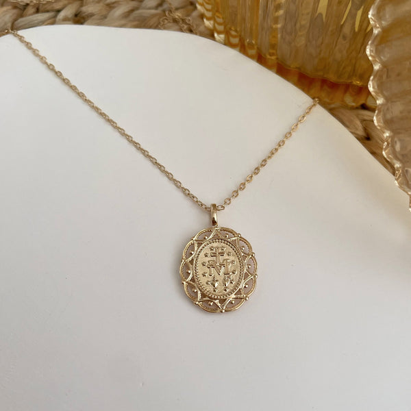 Collier & médaille Vierge Marie - Sautoir plaqué or