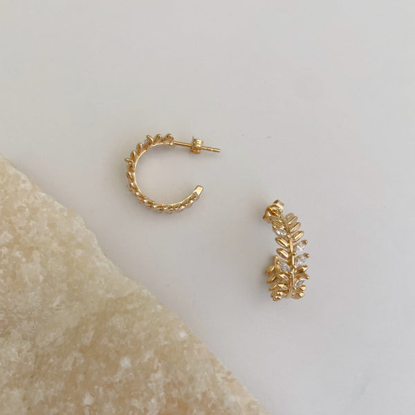 Boucles d’oreilles Feuilles - créoles plaqué or
