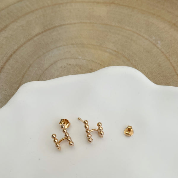 boucles d'oreilles double mini-créoles billes - plaqué or