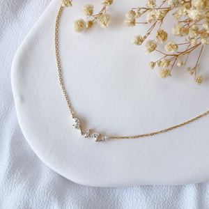 collier serti de zirconium - plaqué or