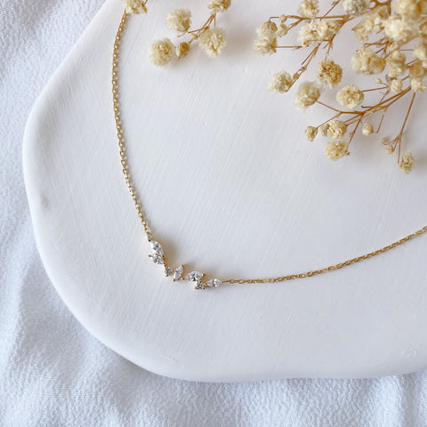 collier serti de zirconium - plaqué or
