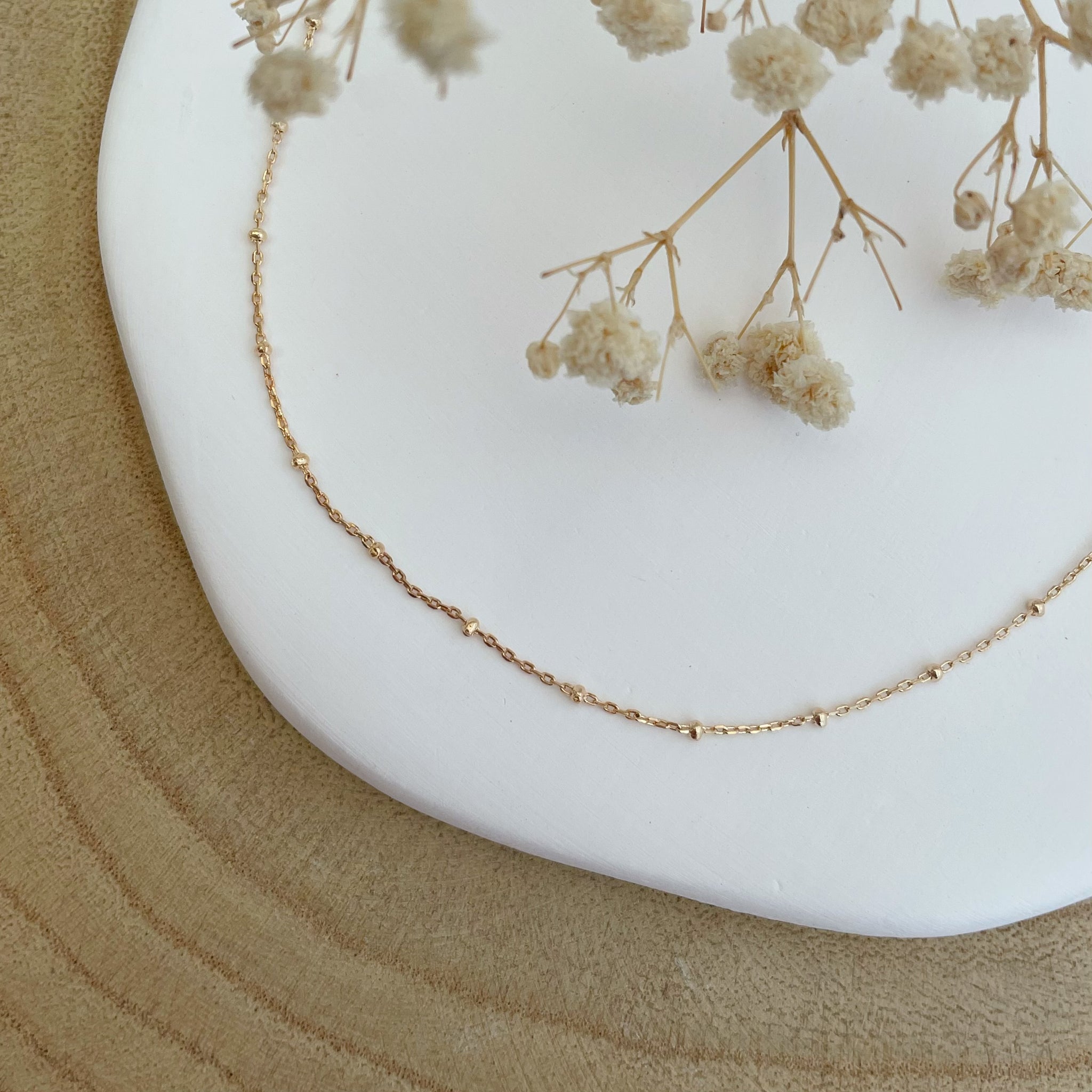 collier chaîne perlé - plaqué or