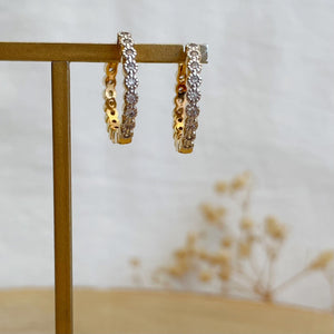 boucles d'oreilles créoles strass de zirconium grand - plaqué or
