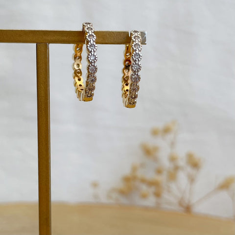 boucles d'oreilles créoles strass de zirconium grand - plaqué or