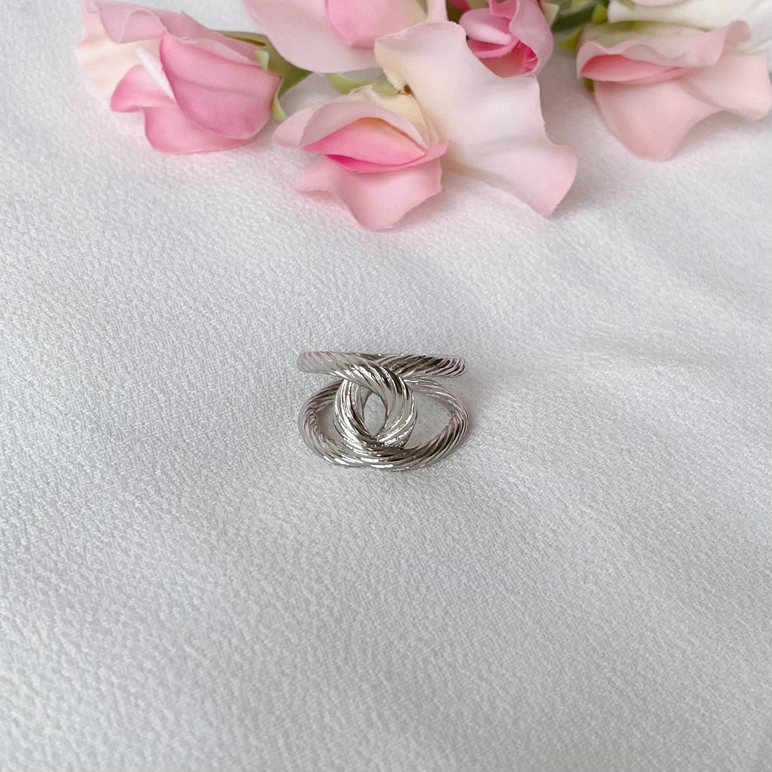 bague entrelacée striée - argent 925