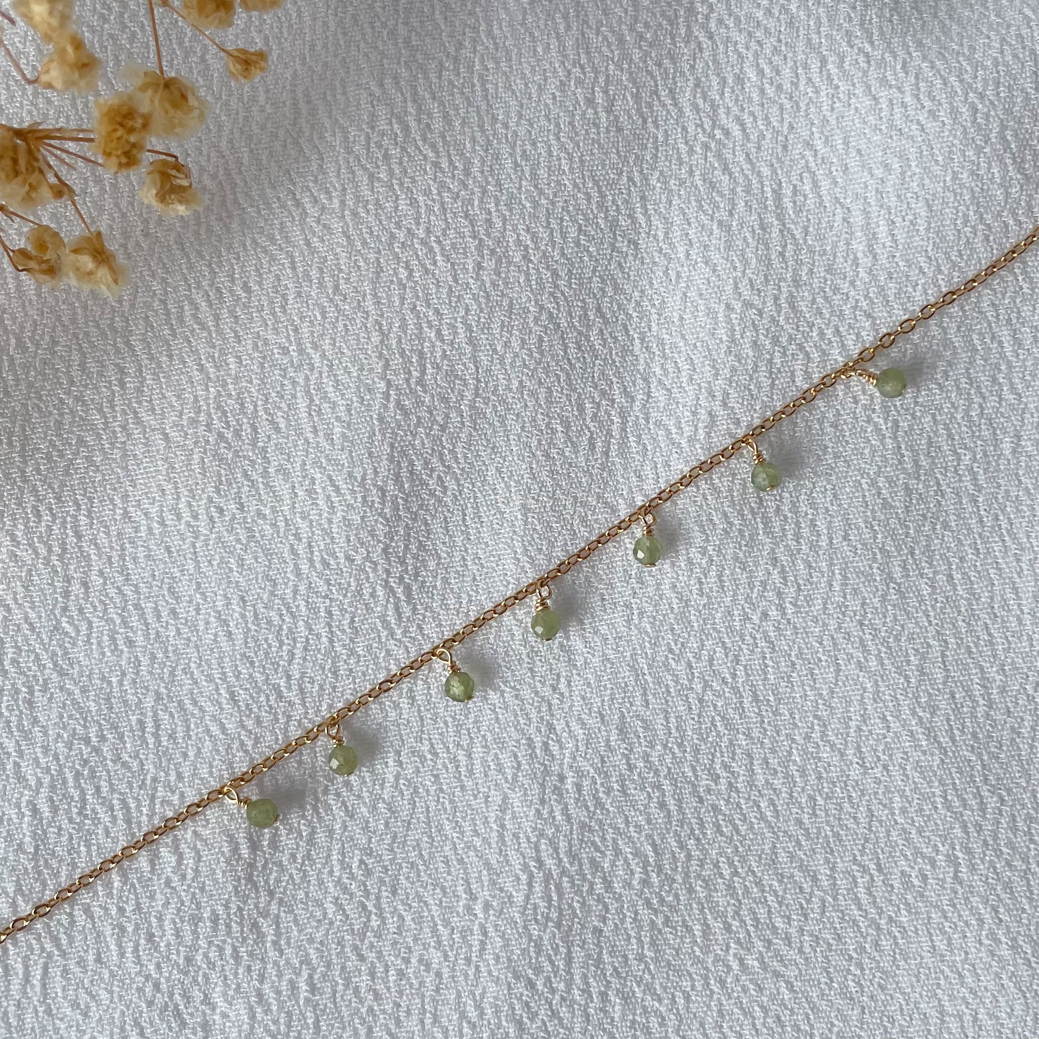 bracelet pampille pierres vertes apatite