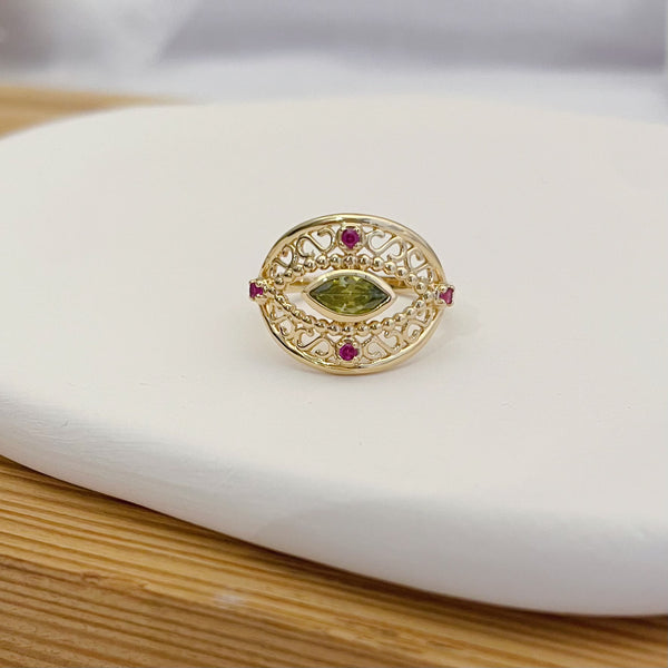 bague œil - plaqué or & zirconium