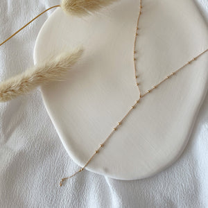 collier cravate perlé - plaqué or