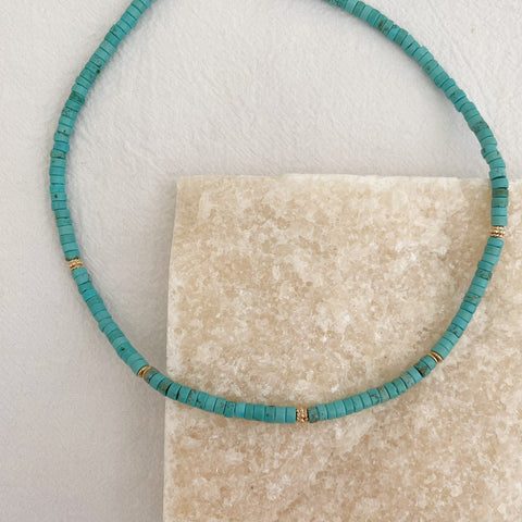 collier Alaïa turquoise- plaqué or