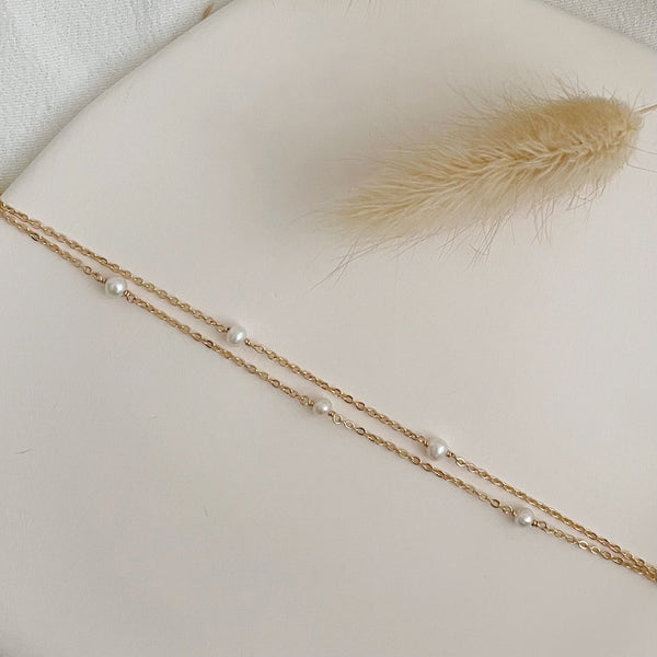 bracelet double rangs perle - plaqué or