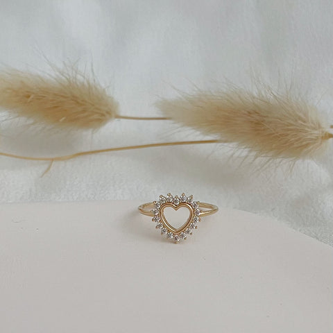 bague cœur zirconiums sertis - plaqué or