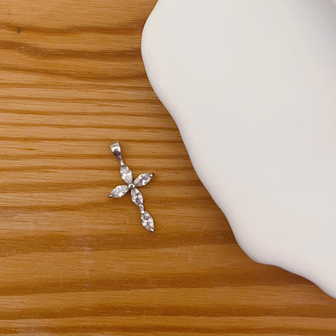 Pendentif croix & zirconium - argent 925