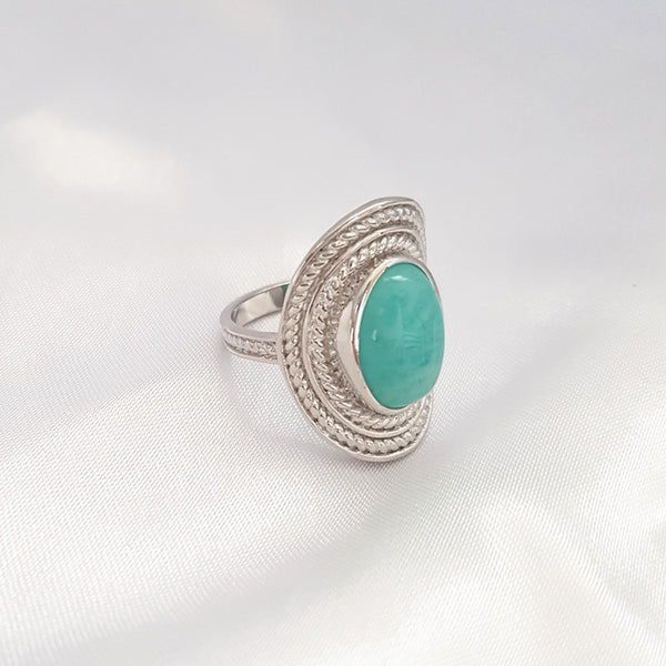 bague ovale avec amazonite