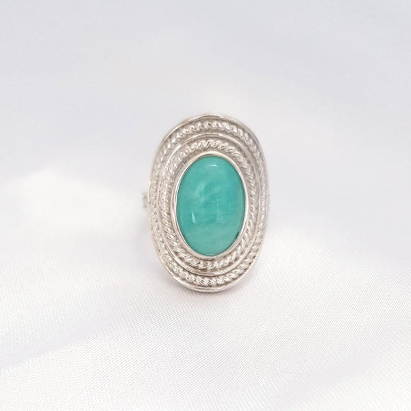 bague ovale avec amazonite