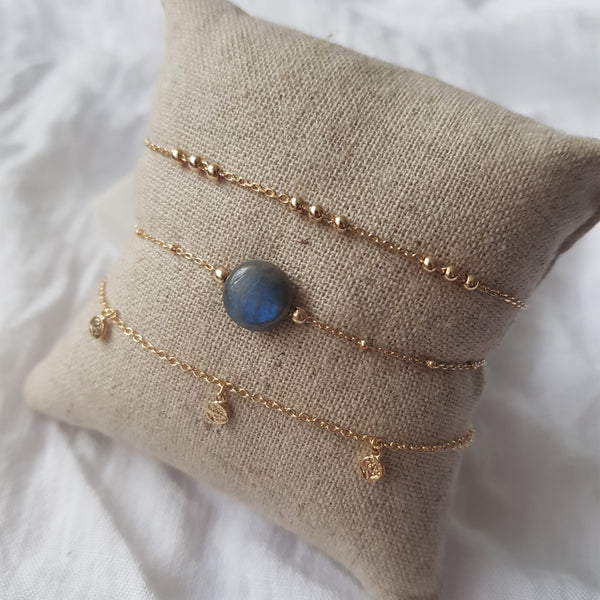 bracelet bille et médaille labradorite