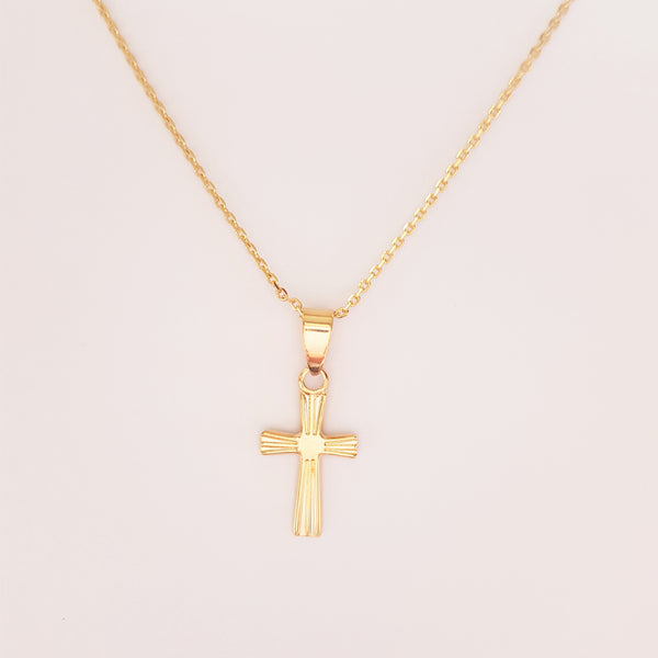 collier croix strié