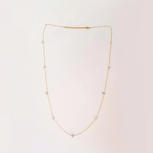 collier aigue marine en chips - sautoir