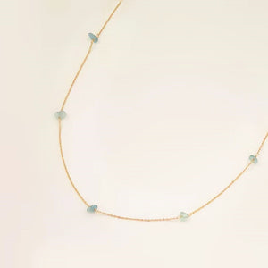 collier aigue marine en chips - sautoir