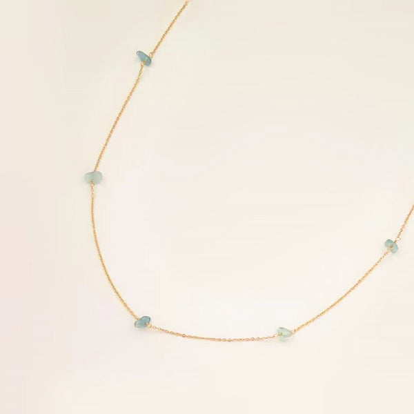 collier aigue marine en chips - sautoir