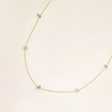 collier aigue marine en chips - sautoir