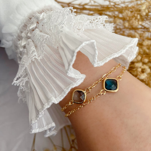 bracelet maille vague et cristal losange