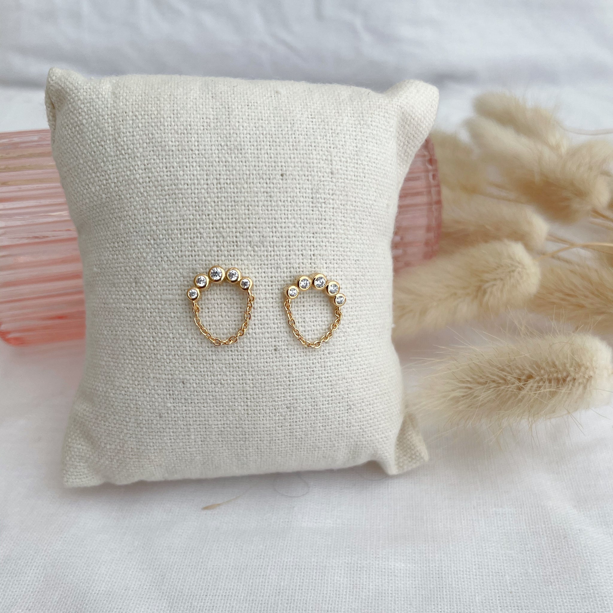 boucles d'oreilles chaînes et zirconium