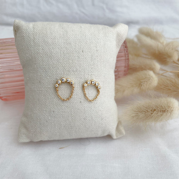 boucles d'oreilles chaînes et zirconium